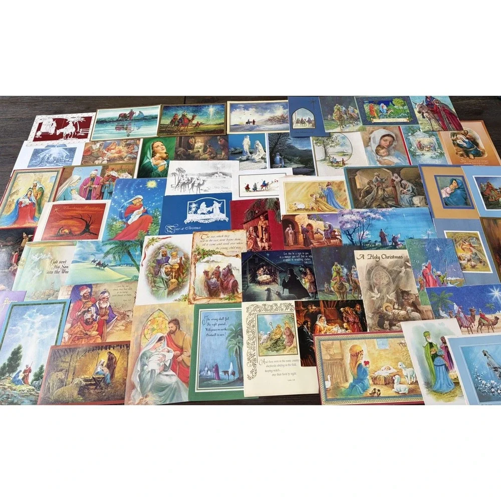 Vintage Christmas Cards Fronts ONLY Nativity Scrapbooking Crafts Lot of 50+